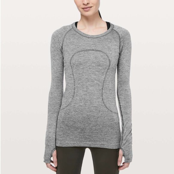 lululemon athletica Tops - Lululemon Swiftly Tech Long Sleeve Crew Sparkle Black/White/Silver 8